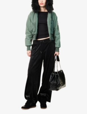 Juicy Couture Womens Duck Green Twill Cropped Cotton Jacket In Green