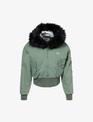 Juicy Couture Womens Duck Green Twill Cropped Cotton Jacket In Green