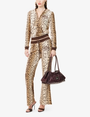 Juicy Couture Womens Cheetah Crest Caisa Woven Jogging Bottoms In Brown