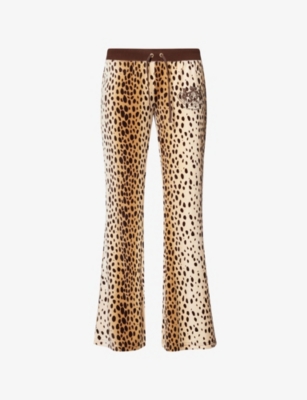 Juicy Couture Womens Cheetah Crest Caisa Woven Jogging Bottoms In Brown
