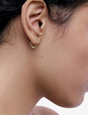 MONICA VINADER: Siren Tapered 18ct Yellow Gold Vermeil Huggie Earrings