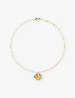 MONICA VINADER: Initial C Stamp 18ct Yellow Gold Vermeil Necklace
