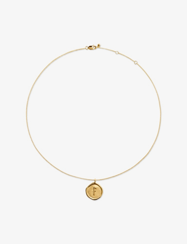 Initial F Stamp 18ct Yellow Gold Vermeil Necklace