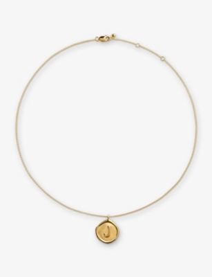 MONICA VINADER: Initial J Stamp 18ct Yellow Gold Vermeil Necklace