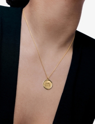 MONICA VINADER: Initial M Stamp 18ct Yellow Gold Vermeil Necklace