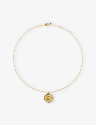 Monica Vinader Womens Initial O Stamp 18ct Yellow Gold-vermeil Chain Necklac In Gold