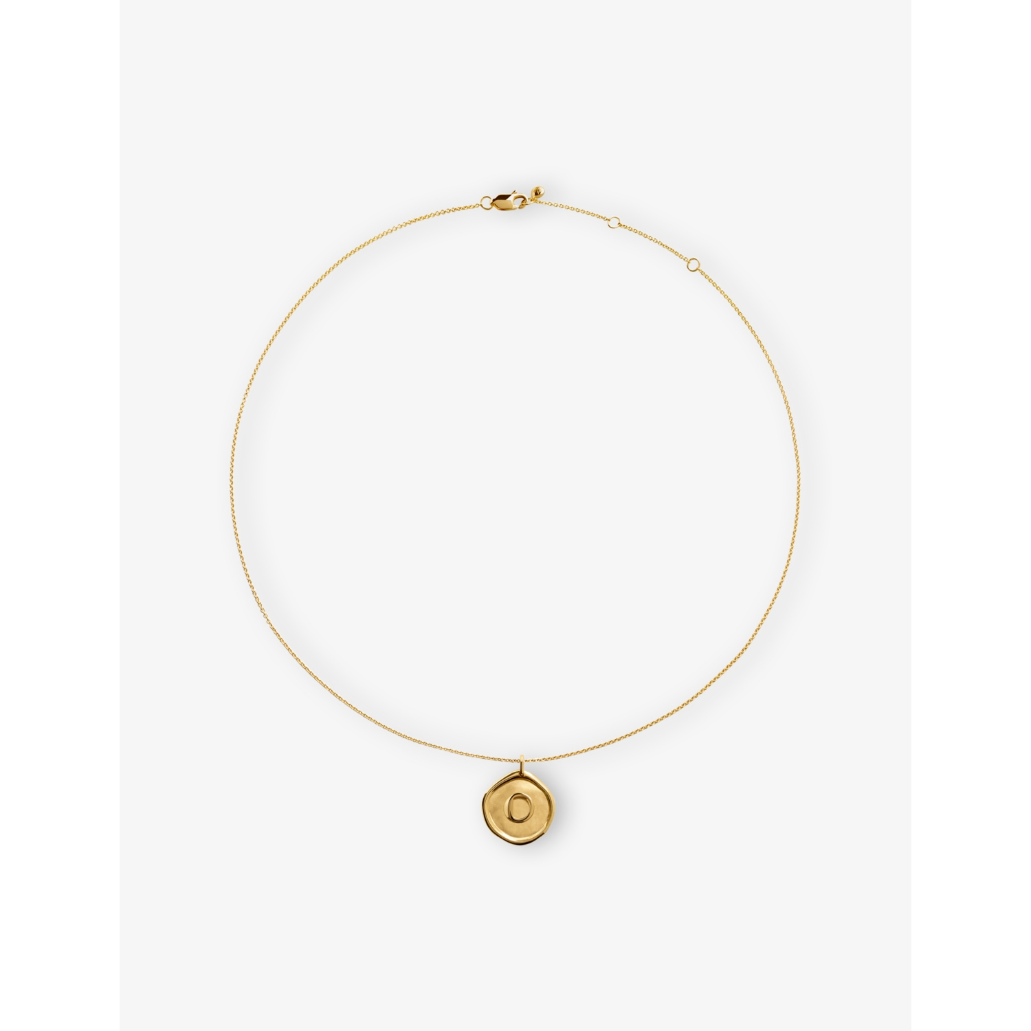 Monica Vinader Initial O Stamp 18ct Yellow Gold Vermeil Chain Necklace, 41-46cm