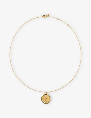 MONICA VINADER: Initial T Stamp 18ct Yellow Gold Vermeil Necklace