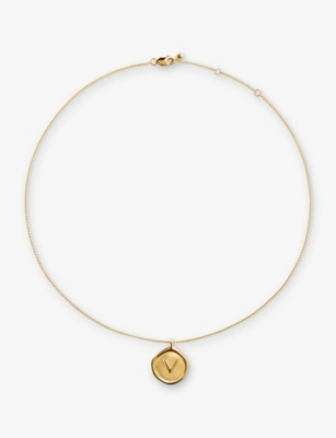 Monica Vinader Womens Initial-p Stamp 18ct Yellow Gold-vermeil Chain Necklac