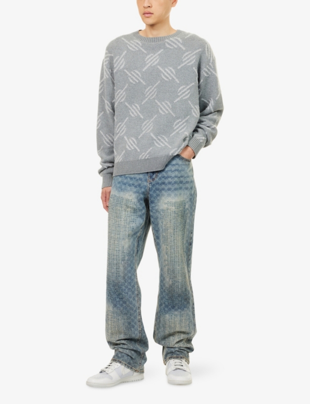 Tevin Monogram Cotton-Blend Knitted Jumper