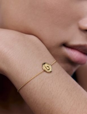 Monica Vinader Womens  Initial B Stamp 18ct Yellow Gold Vermeil Bracelet