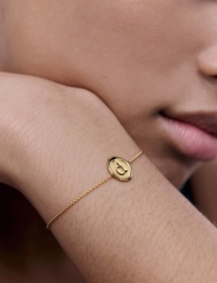 Monica Vinader Womens Initial-d Stamp 18ct Yellow Gold-vermeil Chain Bracelet