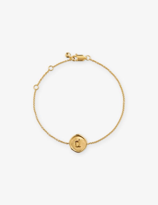 Initial-D Stamp 18ct Yellow Gold-Vermeil Chain Bracelet