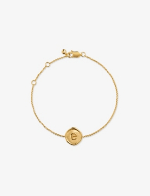 MONICA VINADER: Initial E Stamp 18ct Yellow Gold Vermeil Bracelet