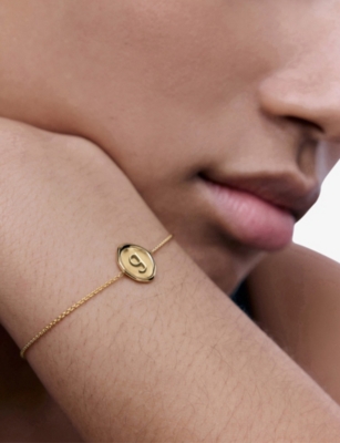 MONICA VINADER: Initial-G Stamp 18ct Yellow Gold-Vermeil Chain Bracelet