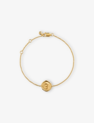 Monica Vinader Womens Initial-g Stamp 18ct Yellow Gold-vermeil Chain Bracelet