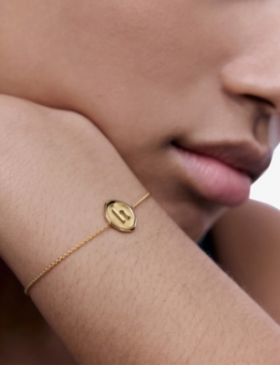 MONICA VINADER: Initial-H Stamp 18ct Yellow Gold-Vermeil Chain Bracelet