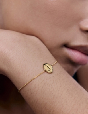 MONICA VINADER: Initial J Stamp 18ct Yellow Gold Vermeil Bracelet