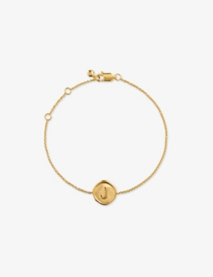 MONICA VINADER: Initial J Stamp 18ct Yellow Gold Vermeil Bracelet