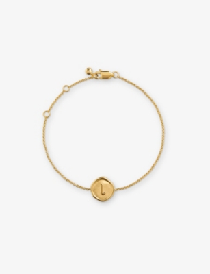 MONICA VINADER: Initial L Stamp 18ct Yellow Gold Vermeil Bracelet
