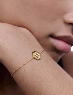 Monica Vinader Womens Initial N Stamp 18ct Yellow Gold Vermeil Bracelet