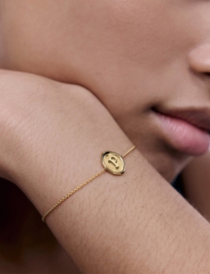 Monica Vinader Womens Initial P Stamp 18ct Yellow-gold Vermeil Bracelet