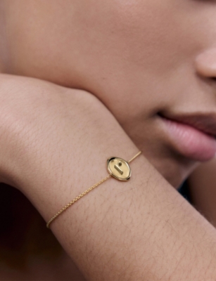 Monica Vinader Womens Initial R Stamp 18ct Yellow Gold Vermeil Bracelet