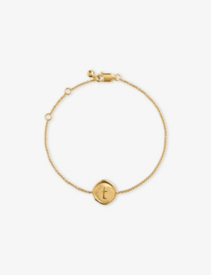 MONICA VINADER: Initial T Stamp 18ct Yellow Gold-Vermeil Chain Necklace