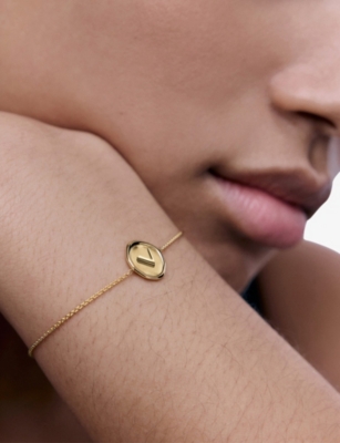 MONICA VINADER: Initial V Stamp 18ct Yellow Gold Vermeil Chain Bracelet