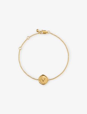 MONICA VINADER: Initial V Stamp 18ct Yellow Gold Vermeil Chain Bracelet