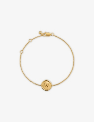 MONICA VINADER: Initial W Stamp 18ct Yellow Gold Vermeil Bracelet