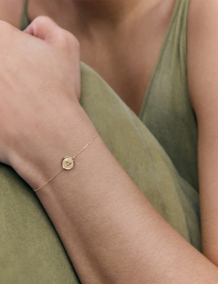 MONICA VINADER: Mini Initial A Stamp 14ct Yellow-Gold Bracelet