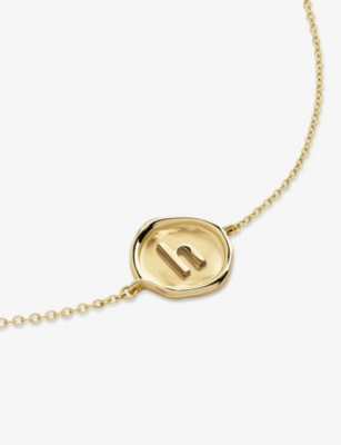 MONICA VINADER: Mini Initial H Stamp 14ct Yellow-Gold Bracelet
