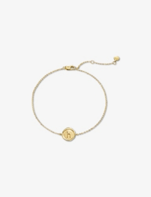 MONICA VINADER: Mini Initial H Stamp 14ct Yellow-Gold Bracelet