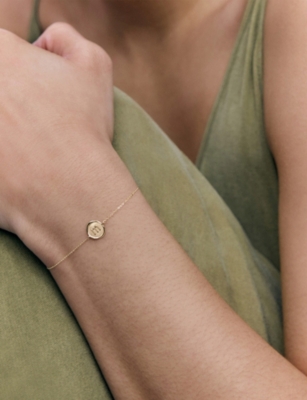 MONICA VINADER: Mini Initial M Stamp 14ct Yellow-Gold Bracelet