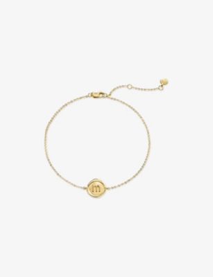 MONICA VINADER: Mini Initial M Stamp 14ct Yellow-Gold Bracelet
