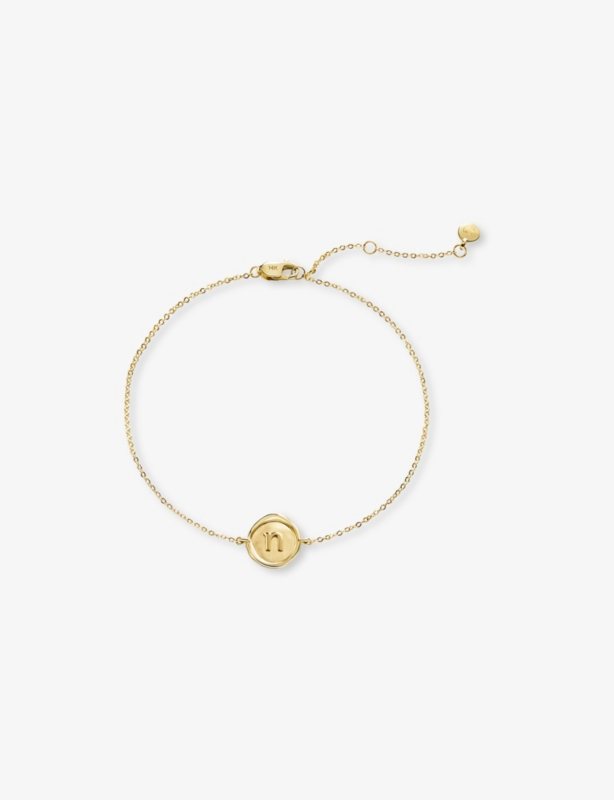 Mini Initial N Stamp 14ct Yellow-Gold Bracelet