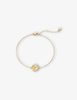 Mini Initial R Stamp 14ct Yellow-Gold Bracelet
