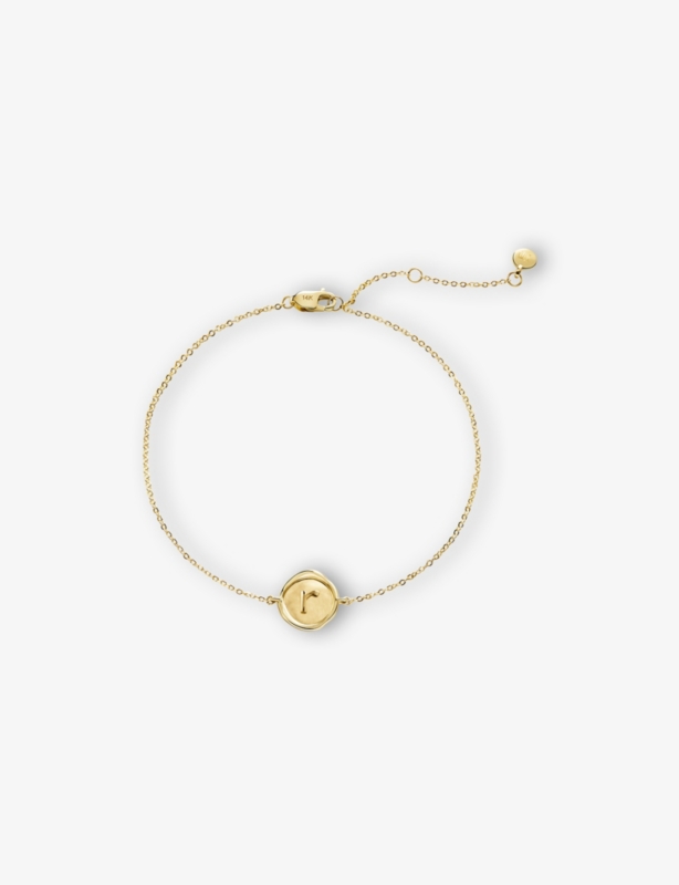 Mini Initial R Stamp 14ct Yellow-Gold Bracelet