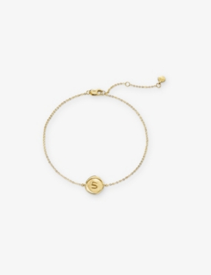 MONICA VINADER: Mini Initial S Stamp 14ct Yellow-Gold Bracelet