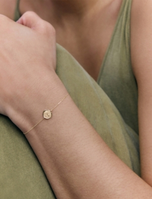 MONICA VINADER: Mini Initial T Stamp 14ct Yellow-Gold Bracelet