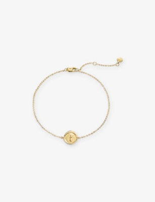 MONICA VINADER: Mini Initial T Stamp 14ct Yellow-Gold Bracelet