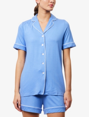 Derek Rose Womens Blue Lara Relaxed-fit Jersey Shorts Pyjama Set In Blue