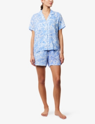 Derek Rose Womens White Milan Paisley Linen Pyjama Shorts Set In White