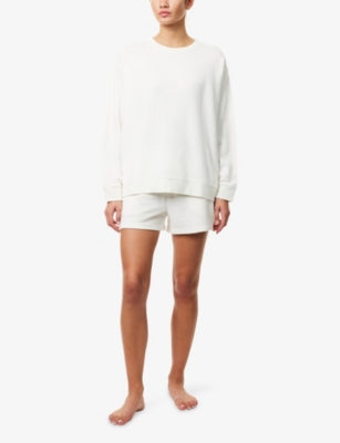 Derek Rose Womens White Quinn Adjustable-waist Cotton Blend Sweat Shorts In White