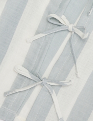Organic Zoo Blue White Stripes Sardine Stripes Resort Cotton Top 6 Month