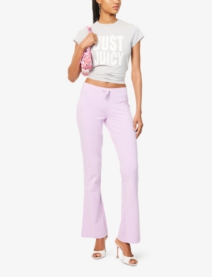 Juicy Couture Womens Silver Marl Hilton Just-juicy-print Stretch-cotton T-shirt Xl In Gray