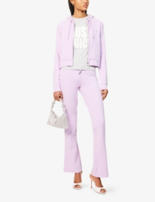 Juicy Couture Womens Pastel Lilac Oola Rhinestone-branding Stretch-woven Hoody Xxs