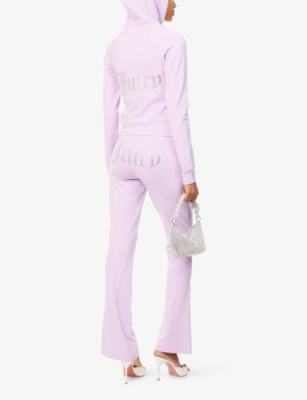 Juicy Couture Womens Pastel Lilac Apollo Rhinestone-branding Stretch-woven Jogging Bottoms Xxs