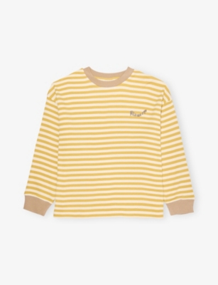 CLAUDE & CO: Jamie Honey Striped Cotton-Jersey Top 6 months - 6 years